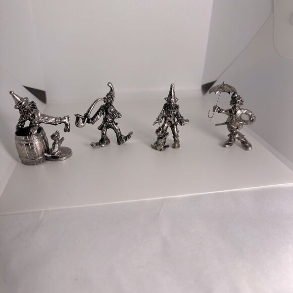 4 Miniature clown figurines - Nickel - Vintage - Picture 1 of 12